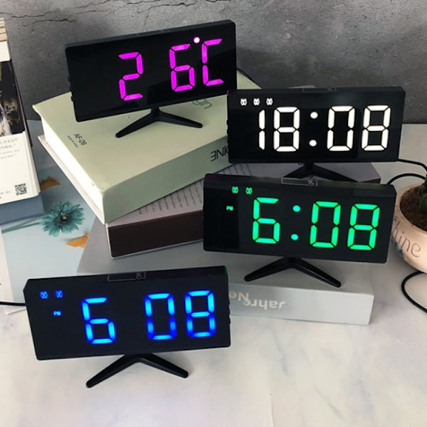 6615A LED Elektronisk Klocka Smart Digital Bordsur (Blå)