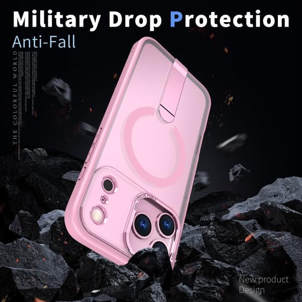 iPhone 18 Pro / iPhone 17 Pro Star Shine Series TPU + PC MagSafe Skal med Fällhållare Rosa