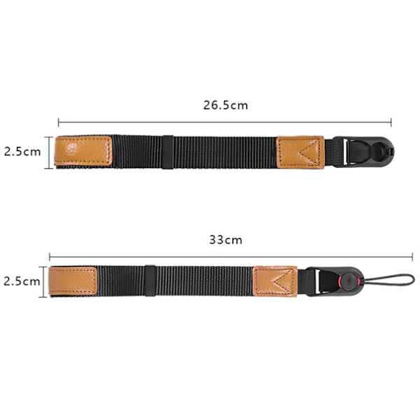 Kamerans magnetiska handledsrem SLR-tillbehör Handrem Svart+brun