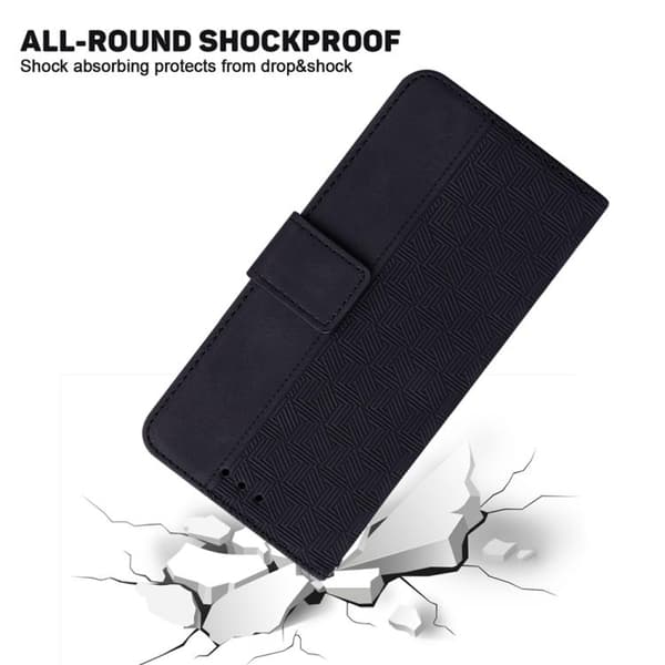 iPhone 18 Pro Max / iPhone 17 Pro Max Skal Läderfodral med Geometrisk Prägling Svart
