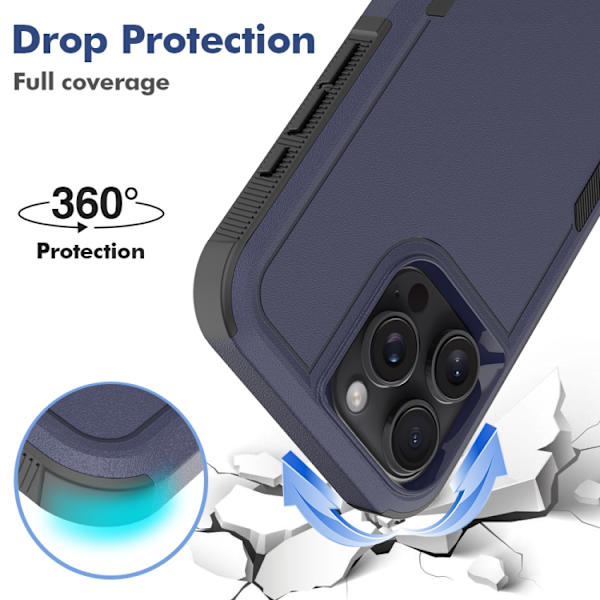 iPhone 16 Pro Max 2 1 PC + TPU Skal Mörkblå