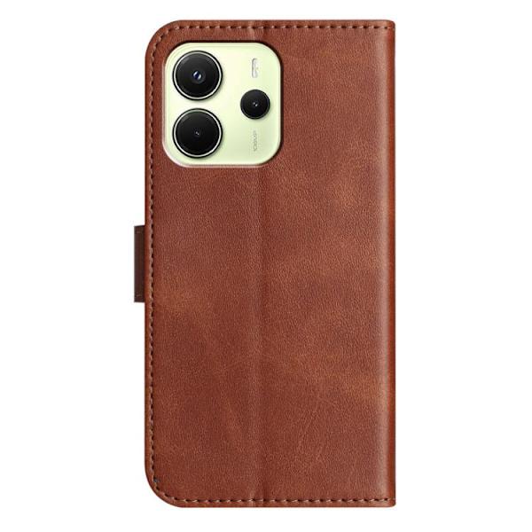 Redmi Note 14 5G - Dubbelvikts S-formad Läderfodral Kaffe