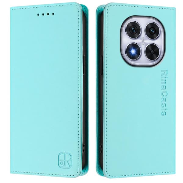 Redmi Note 14 Pro 4G RC01 - Dubbelvikts Magnetisk RFID Läderfodral Mintgrön