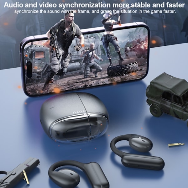 TOTU BE-3-OWS Bluetooth 5.3 Öronmonterade trådlösa Bluetooth-hörlurar Mörkgrå