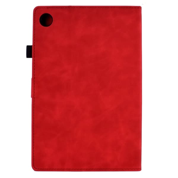 Samsung Galaxy Tab A9 / A11 Prägad Flip-Läderfodral Röd