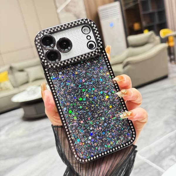 iPhone 18 Pro Max / iPhone 17 Pro Max Skal med Diamant Glittrande Paljetter TPU Svart