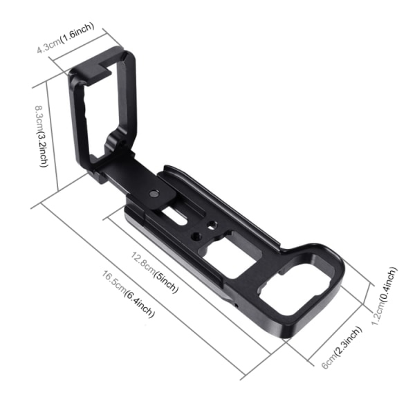 1/4 tums vertikal snabbkoppling L-platta fäste bas hållare för Sony A9 (ILCE-9) / A7 III/ A7R III Svart