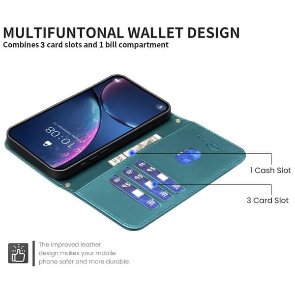 iPhone 18 Pro Max / iPhone 17 Pro Max Skal Läderfodral med Fyrkantig Textur Grön