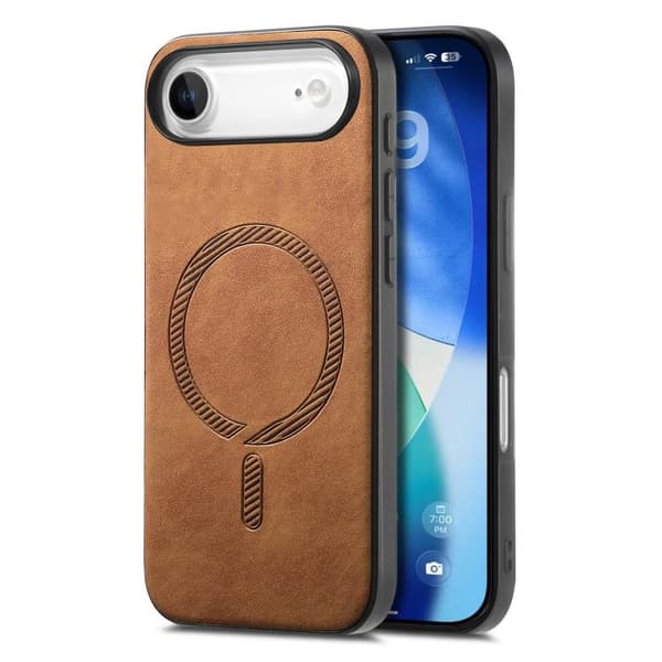 iPhone 17 Air Skal - Solid Color Retro med MagSafe PU Baksida Brun