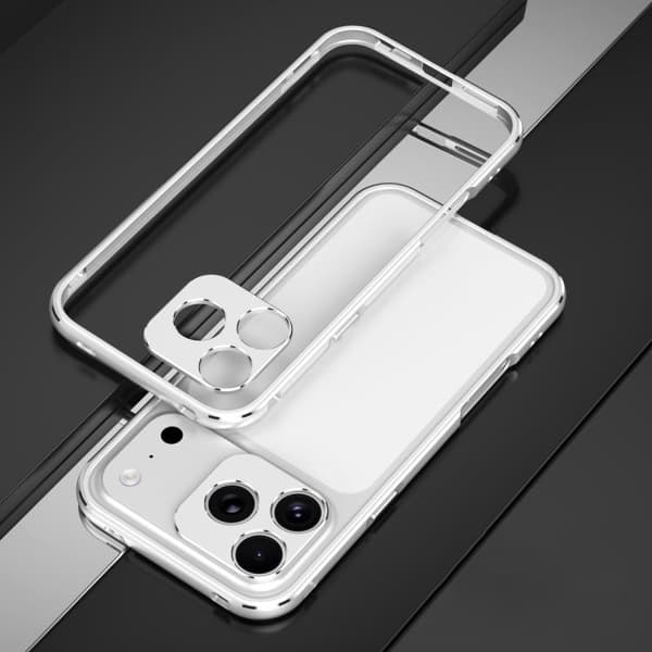 iPhone 17 Pro Max Aurora Series Linsskydd + Metallram Skal Silver
