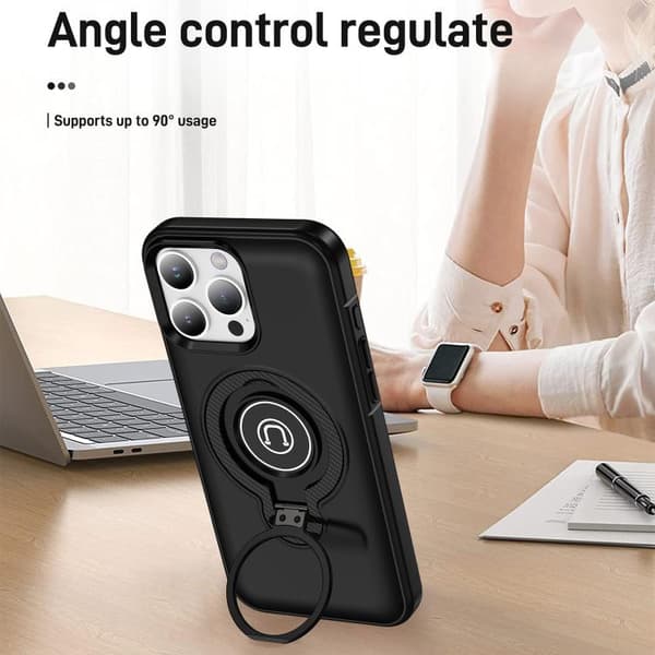 iPhone 16 Pro Max Ring Holder Magnetisk Skal Svart