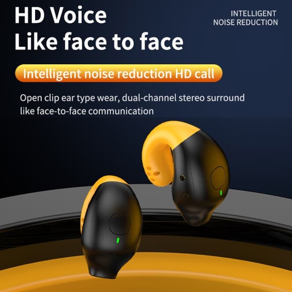 R18 LED Digital Display Trådlös Öronklämma Brusreducerande Bluetooth-headset Vit Gul