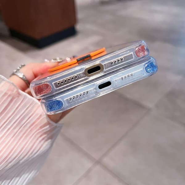 iPhone 16 Pro Max Transparent Glitter CD Textur Rotating Skal Purpur
