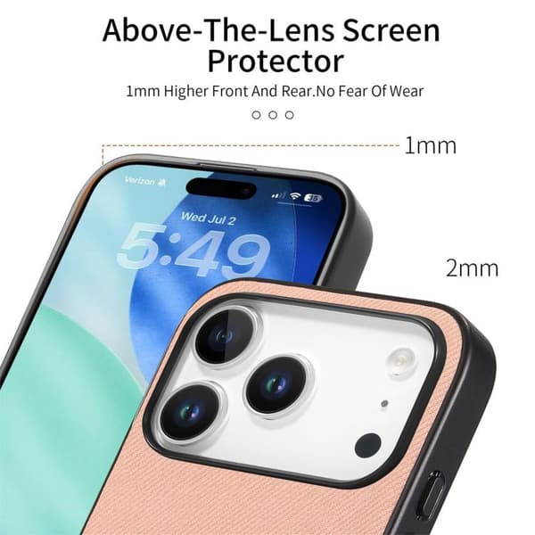 iPhone 18 Pro Max / iPhone 17 Pro Max Twill Fabric Läder Skal Rosa