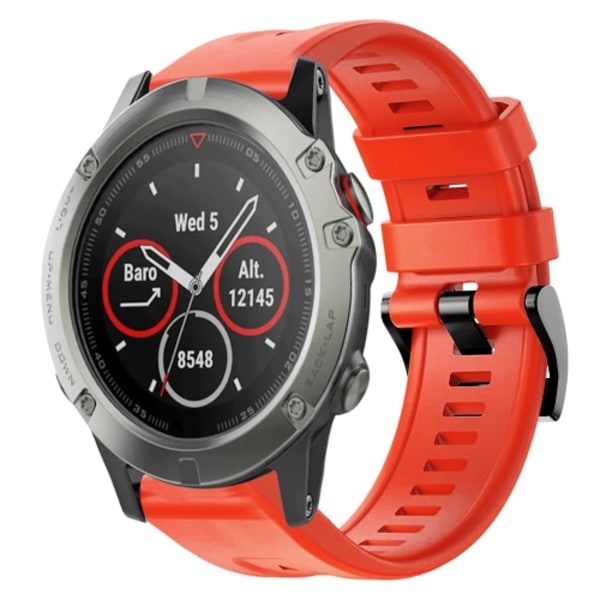 För Garmin Quatix 5 Metal Spänne Enfärgad Silikon Watch Band Red
