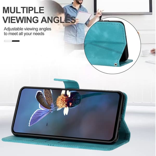 iPhone 16 Pro Triangle Solid Color Fodral - Högkvalitativt Skal Läder Grön