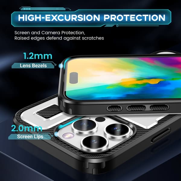 iPhone 16 Pro Max Skal Kolfiber - Hybrid PC TPU Telefonfodral Vit