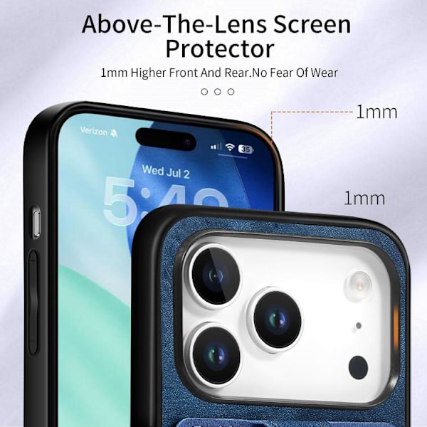 iPhone 17 Pro Max Retro Skinnkänsla Ringkortskal Blå