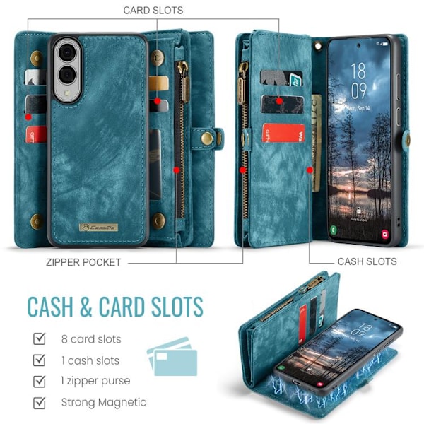 Samsung Galaxy S25 Edge 5G Skal CaseMe 008 Avtagbar Multifunktionell Läder Blå