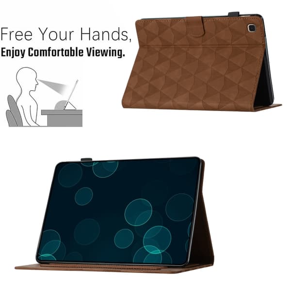 Samsung Galaxy Tab A7 Lite T220 Diamond Textured Leather Case Brun