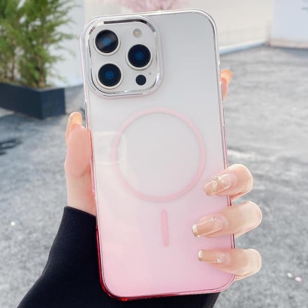 iPhone 16 Pro Metall Linsskydd Gradient PC MagSafe Skal Rosa