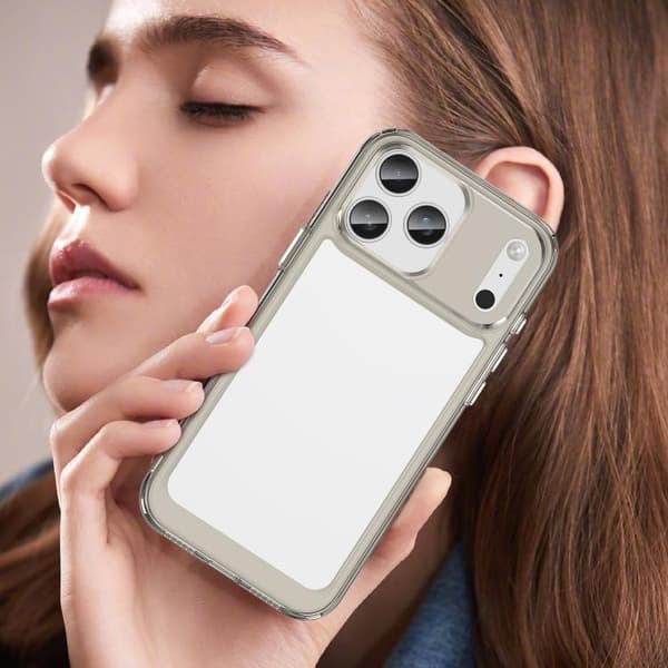 iPhone 18 Pro / iPhone 17 Pro Skal - Färgglad Serie av Akryl + TPU Transparent grå