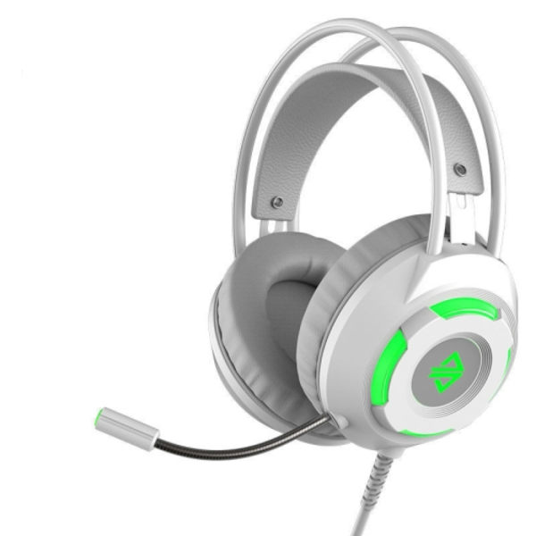 Ajazz AX120 7.1-kanals datorspelheadset med hörlurar för lyssnande och positionering, superbas med mikrofon Vit