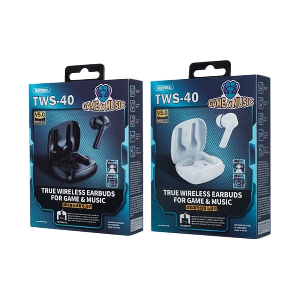 REMAX TWS-40 True Wireless Music Gaming Bluetooth-hörlurar Svart