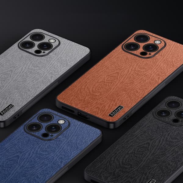 iPhone 16 Pro Max Tree Bark Läderfodral - Stöttålig Skal Brun
