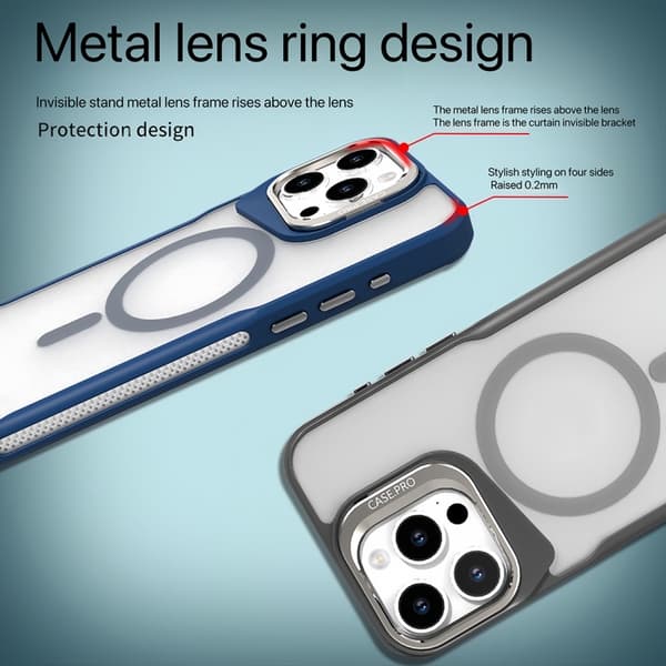 iPhone 16 Pro Max MagSafe Magnetisk Metallskal Grå