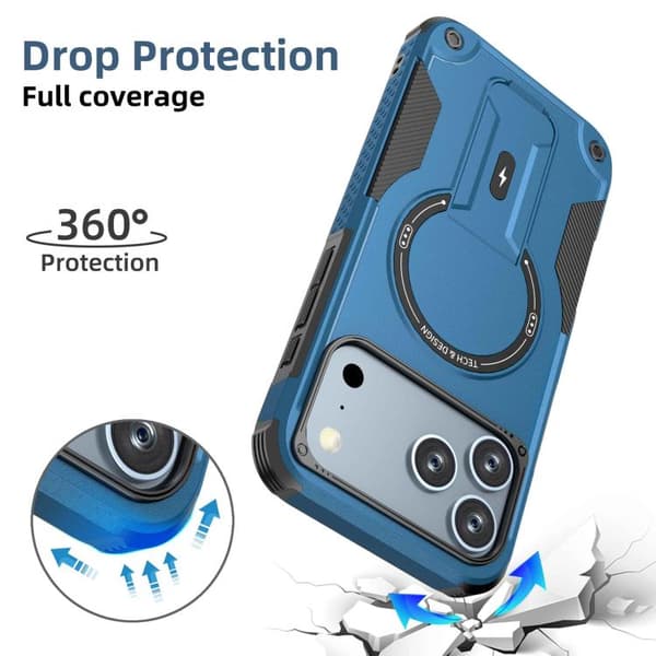 iPhone 18 Pro Max / iPhone 17 Pro Max Skal med Armor MagSafe Hållare - PC Hybrid TPU Mörkblå