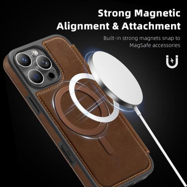 iPhone 16 Pro Max Linton MagSafe Läderfodral Skal Kaffe
