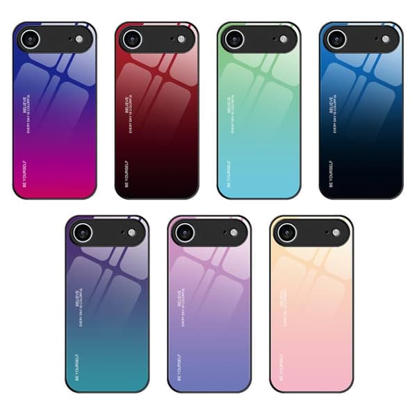 iPhone 17 Air Skal med Gradientfärg och Glas Aurora Blue