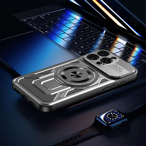 iPhone 16 Pro Max Armor Rotating MagSafe Skal Grå