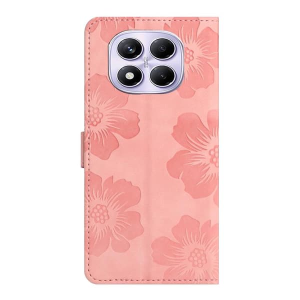 Redmi Note 14 Pro 4G - Blommig Pr präglad Läderfodral Rosa