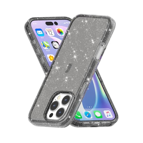 iPhone 16 Pro Max Shockproof Terminator Glittrande Pulver Skal Svart