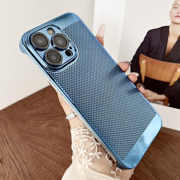 iPhone 16 Pro Max Electroplaterad PC Ramfri Kylskal Blå