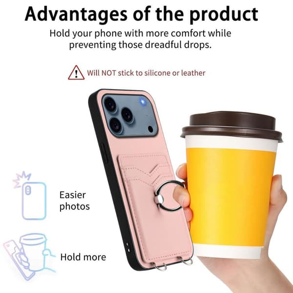 iPhone 18 Pro Max / iPhone 17 Pro Max Skal med R20 Ringkortshållare Rosa