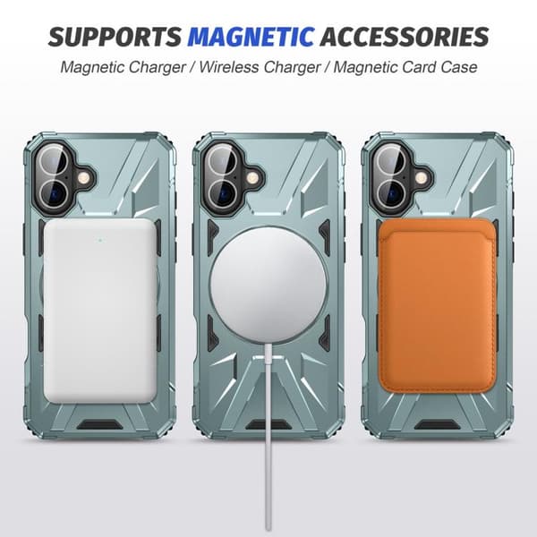 iPhone 17 Skal med MagSafe Magnetisk Stötsäker och Ringhållare Grön
