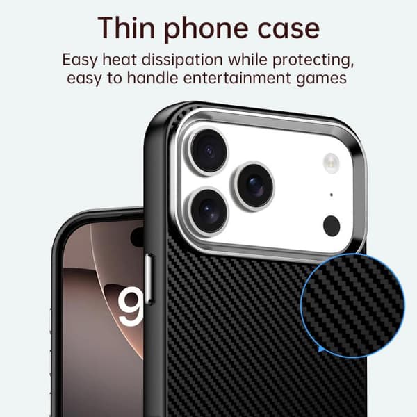 iPhone 18 Pro Max / iPhone 17 Pro Max Skal - Kolfiber Series IMD Svart