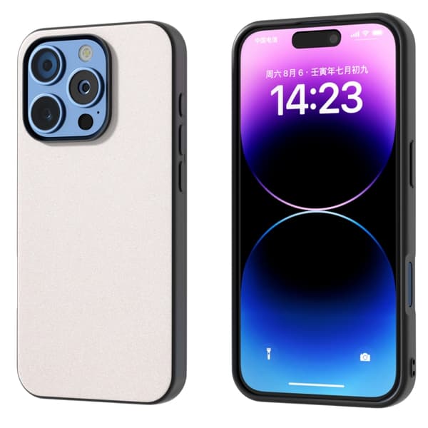 iPhone 16 Pro Glitter Shockproof Skal med Svart Ram Vit