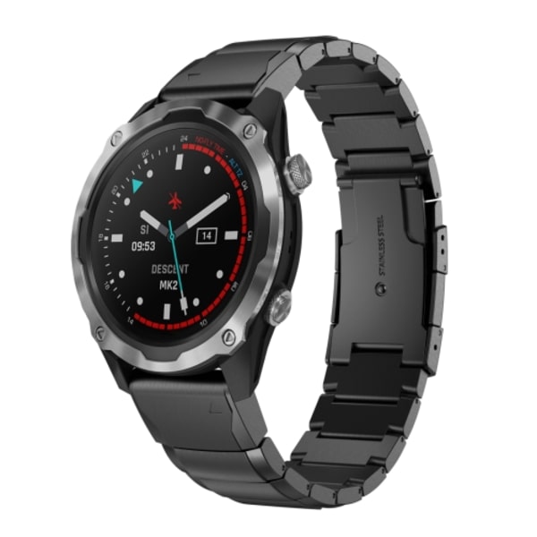 För Garmin Descent MK 2 26mm Tortoise Shell i rostfritt stål watch Black