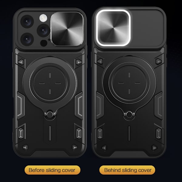 iPhone 16 Pro Max CD-textur Sliding Camshield Magnetisk Hållare Skal Blå