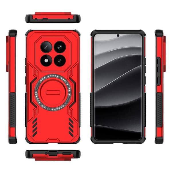 Redmi Note 14 Pro+ 5G - Butterfly Armor MagSafe Magnetisk Ring Stötsäker Mobilskal Röd