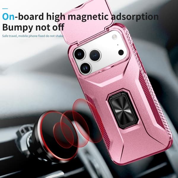 iPhone 18 Pro / iPhone 17 Pro Skal med Glidande Camshield Hållare Rosa + Rosröd