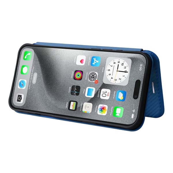 iPhone 16 Pro Skal Kolfibertextur - Elegant Fodral för Skydd och Stil Blå