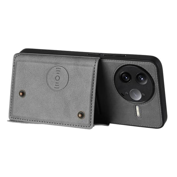 Redmi K80 Pro - Dubbelspänne Kortfack Magnetiskt Mobilskal Grå