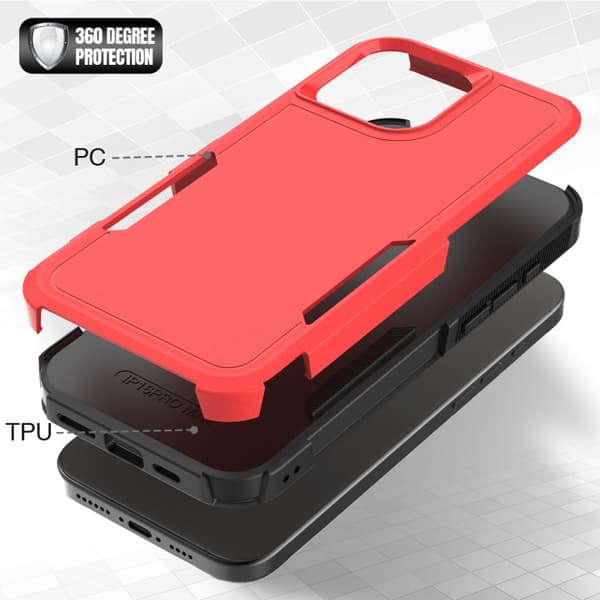 iPhone 16 Pro Max 2 1 PC + TPU Skal Röd