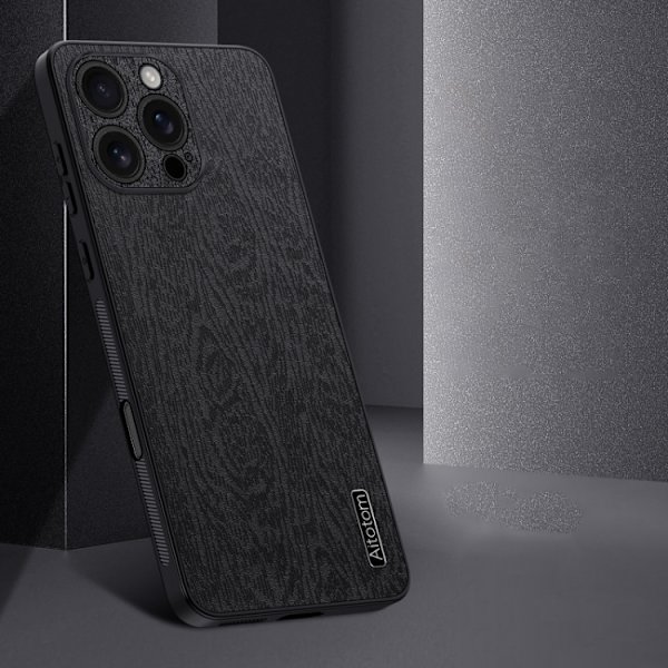 iPhone 16 Pro Max Tree Bark Läderfodral - Stöttålig Skal Brun