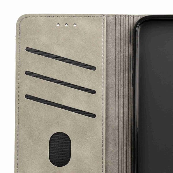 iPhone 16 Pro Max Skal Spaltad Läder Fodral - Elegant och Skyddande Design Grå